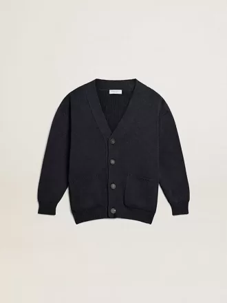 Donkerblauw katoenen vest met logo op de achterkant