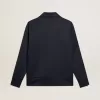 Donkerblauw sweatshirt met ritssluiting, witte streep en contrasterende sterren