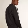 Donkerblauw sweatshirt met witte streep en contrasterende blauwe sterren