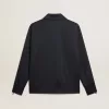 Donkerblauw sweatshirt met witte streep en contrasterende blauwe sterren