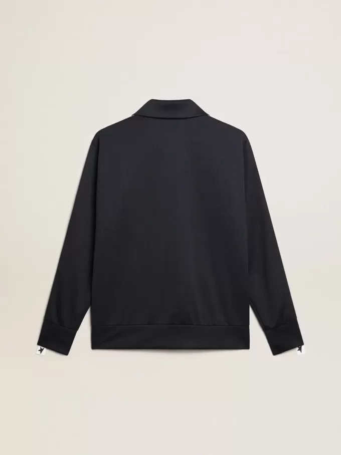 Donkerblauw sweatshirt met witte streep en contrasterende blauwe sterren