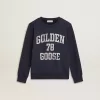 Donkerblauw sweatshirt voor jongens met witte print