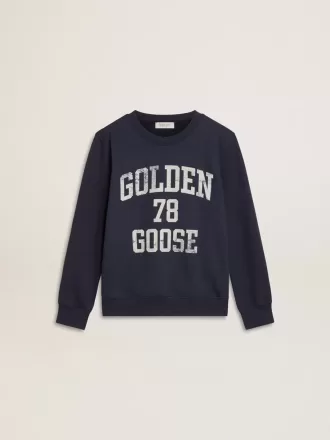 Donkerblauw sweatshirt voor jongens met witte print