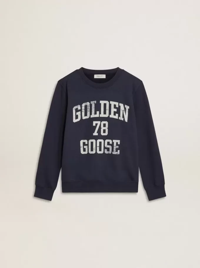 Donkerblauw sweatshirt voor jongens met witte print