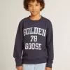 Donkerblauw sweatshirt voor jongens met witte print