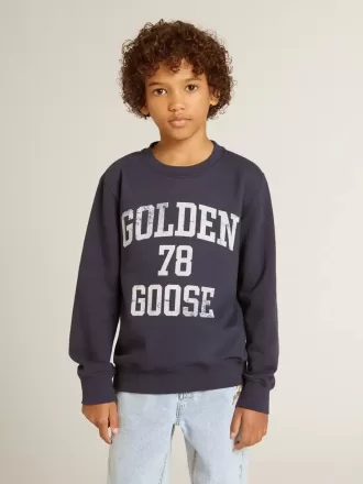 Donkerblauw sweatshirt voor jongens met witte print