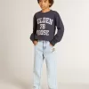 Donkerblauw sweatshirt voor jongens met witte print