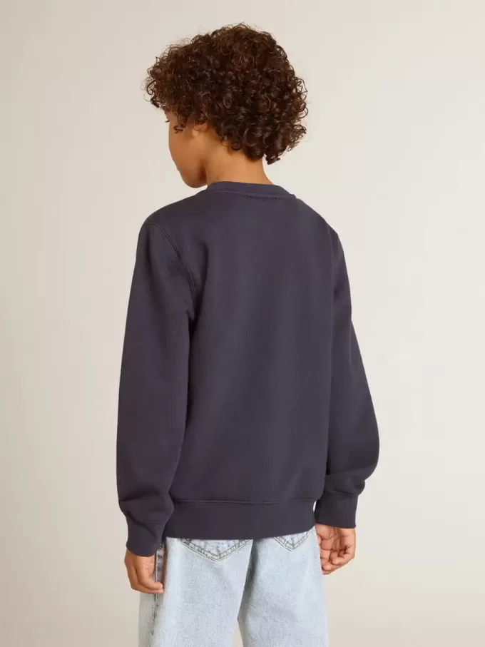 Donkerblauw sweatshirt voor jongens met witte print