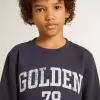 Donkerblauw sweatshirt voor jongens met witte print