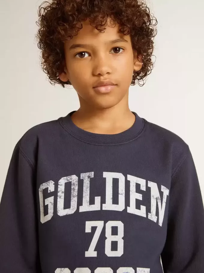 Donkerblauw sweatshirt voor jongens met witte print