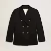 Donkerblauwe blazer met dubbele knoopsluiting voor dames