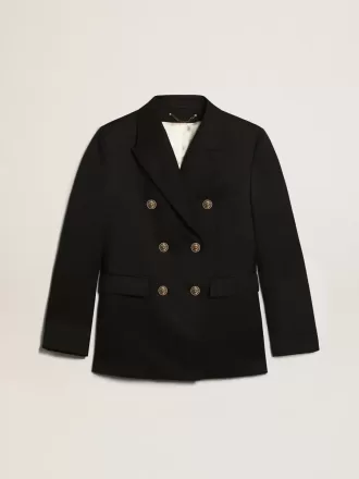 Donkerblauwe blazer met dubbele knoopsluiting voor dames