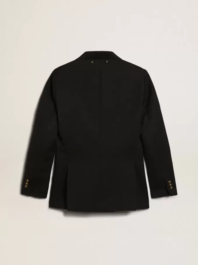 Donkerblauwe blazer met dubbele knoopsluiting voor dames