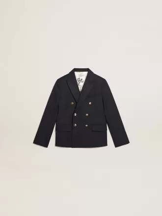 Donkerblauwe double-breasted blazer met knopen voor jongens