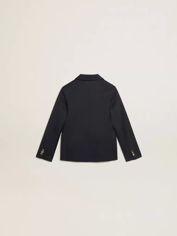 Donkerblauwe double-breasted blazer met knopen voor jongens