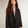 Donkerblauwe double-breasted blazer met knopen voor jongens