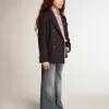 Donkerblauwe double-breasted blazer met knopen voor jongens