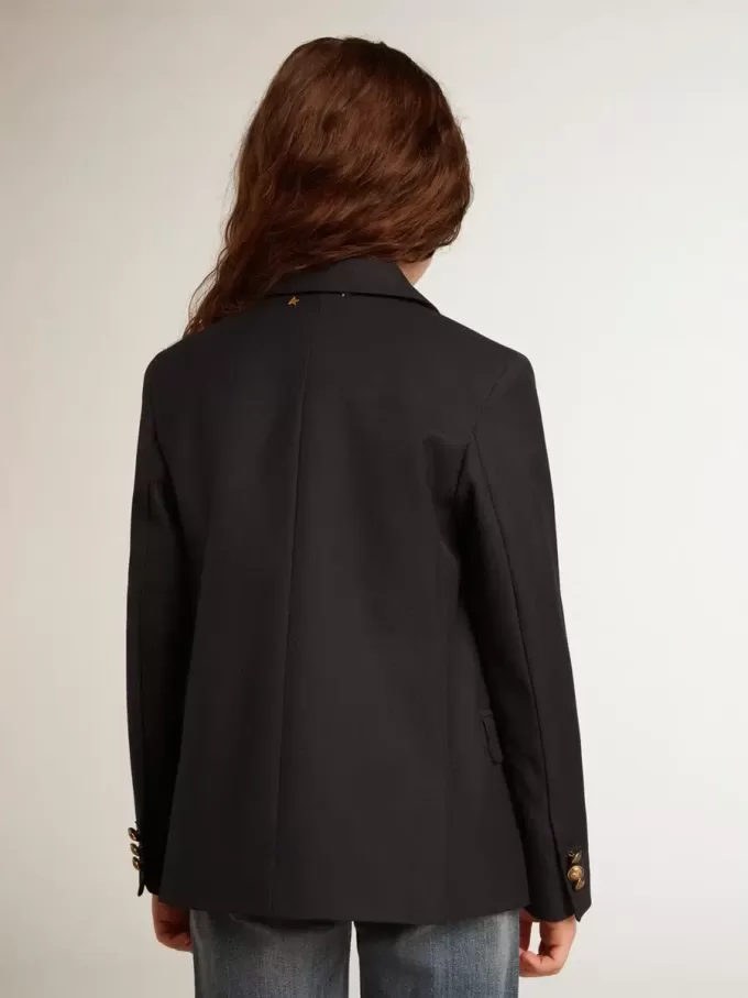 Donkerblauwe double-breasted blazer met knopen voor jongens