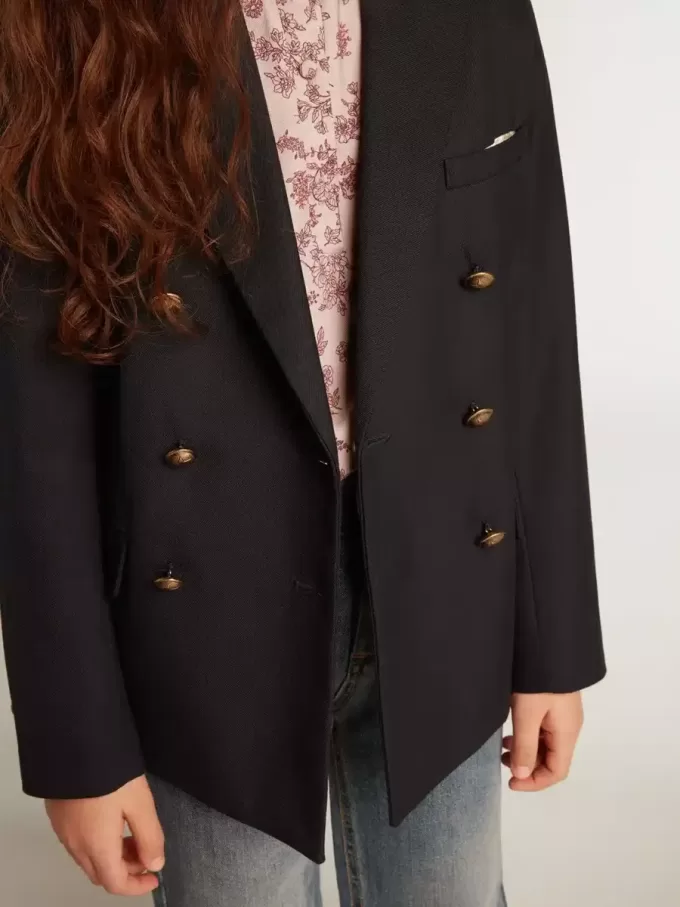 Donkerblauwe double-breasted blazer met knopen voor jongens