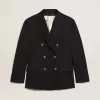 Donkerblauwe double-breasted blazer voor heren