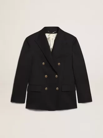 Donkerblauwe double-breasted blazer voor heren