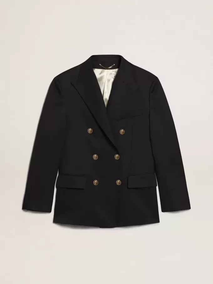 Donkerblauwe double-breasted blazer voor heren