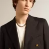 Donkerblauwe double-breasted blazer voor heren