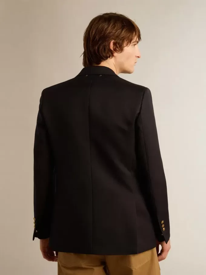 Donkerblauwe double-breasted blazer voor heren