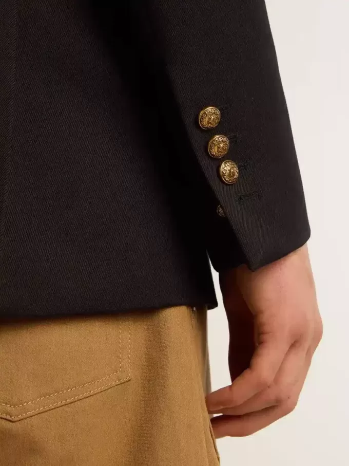 Donkerblauwe double-breasted blazer voor heren