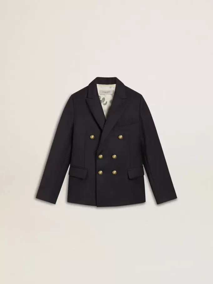 Donkerblauwe double-breasted blazer voor jongens