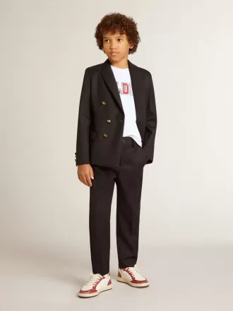 Donkerblauwe double-breasted blazer voor jongens