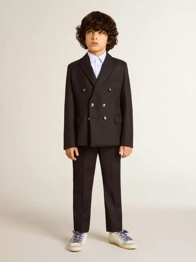 Donkerblauwe double-breasted blazer voor jongens