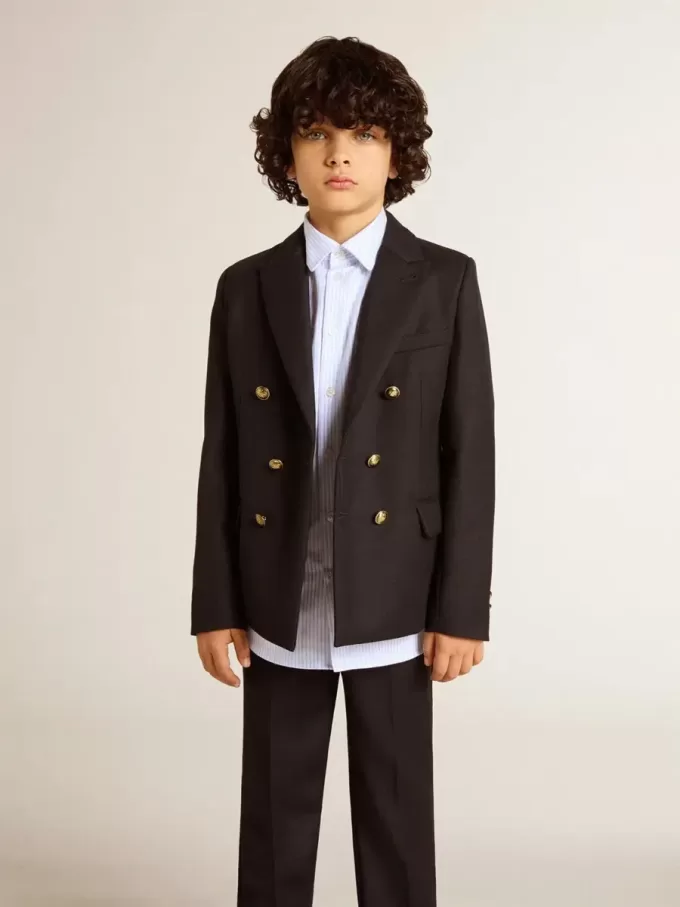 Donkerblauwe double-breasted blazer voor jongens