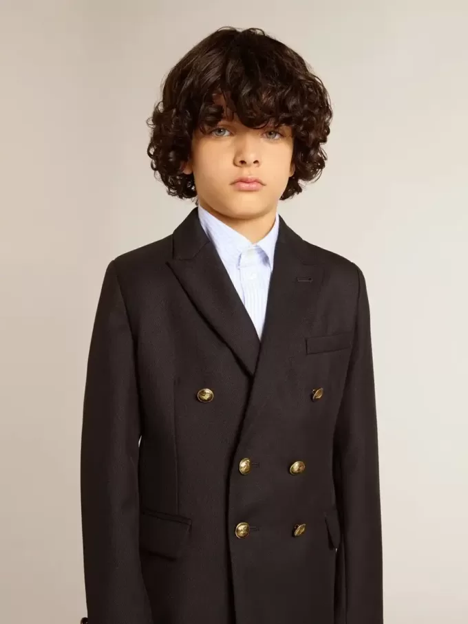Donkerblauwe double-breasted blazer voor jongens