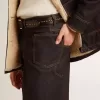 Donkerblauwe herenjeans met wijde pijpen in one-wash denim