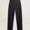 Donkerblauwe herenjeans met wijde pijpen in one-wash denim