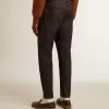 Donkerblauwe herenjeans van één keer gewassen denim