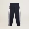 Donkerblauwe joggingbroek met witte streep en contrasterende sterren
