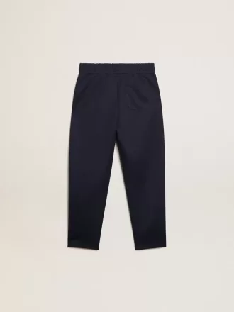 Donkerblauwe joggingbroek met witte streep en contrasterende sterren