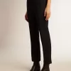 Donkerblauwe wollen cigarettebroek voor dames