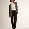 Donkerblauwe wollen cigarettebroek voor dames