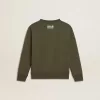 Donkergroen sweatshirt voor jongens met witte maxi-ster op de voorkant