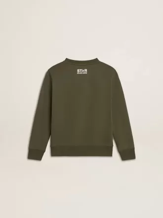 Donkergroen sweatshirt voor jongens met witte maxi-ster op de voorkant