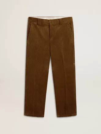 Donkergroene corduroy broek voor heren