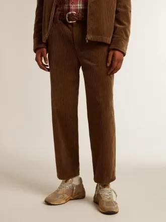 Donkergroene corduroy broek voor heren