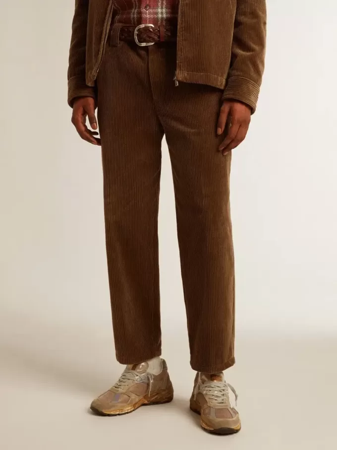 Donkergroene corduroy broek voor heren