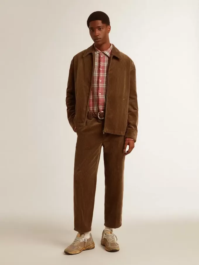 Donkergroene corduroy broek voor heren