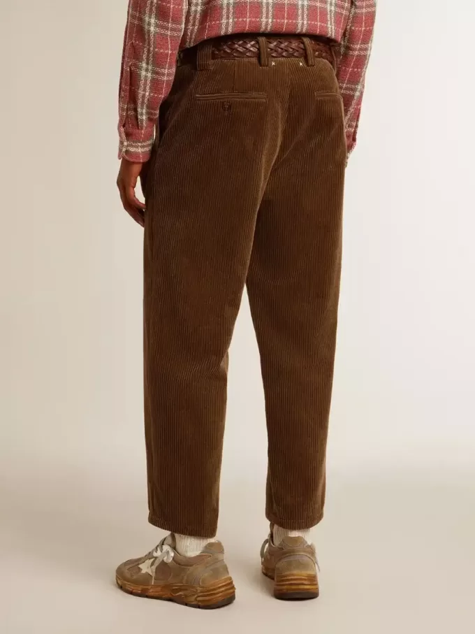 Donkergroene corduroy broek voor heren