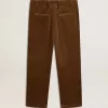 Donkergroene corduroy broek voor heren