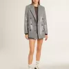 Dubbelrijige wollen boyfriend-jas in micro-pied-de-poule en pailletten